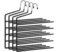 SONGMICS Percha para Pantalones múltiple, Paquete de 4, Percha Abierta, Ahorra Espacio, Organizador Antideslizante, Resistente con 5 Barras para Vaqueros, Toallas y Bufandas, Negro CRI034B02