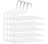 SONGMICS Percha para Pantalones múltiple, Paquete de 4, Percha Abierta, Ahorra Espacio, Organizador Antideslizante, Resistente con 5 Barras para Vaqueros, Toallas y Bufandas, Blanco Blanco