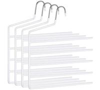 SONGMICS Percha para Pantalones múltiple, Paquete de 4, Percha Abierta, Ahorra Espacio, Organizador Antideslizante, Resistente con 5 Barras para Vaqueros, Toallas y Bufandas, Blanco CRI034W02
