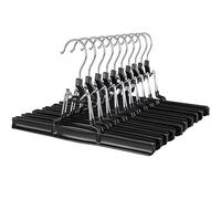 SONGMICS Perchas de Hierro para Pantalones Faldas, Set de 10, Superficie Antideslizante con Revestimiento de PVC, Gancho Giratorio a 360°, Longitud de 26 cm, Negro CRI07B-10