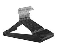 SONGMICS Perchas de Metal Juego de Perchas 20 Unidades, Antideslizantes perchas ropa, 4 mm de diámetro, Ahorro de Espacio, Gancho Giratorio 360°, Color Negro CRI33B-20