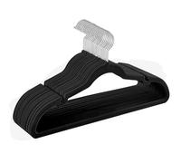 SONGMICS Perchas de Terciopelo, Juego de 20 Piezas, Antideslizantes, Ranuras para Hombros, Barra para Pantalones, Gancho Giratorio 360°, 0,6 cm de Grosor, 43 cm Largo, Negro Simple CRF029B02