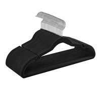 SONGMICS-Paquete de 30 perchas de terciopelo, antideslizantes, muescas de hombro, barra para pantalones, gancho giratorio de 360 °, ahorro de espacio, 0,6 cm de grosor, 43 cm de largo Negro