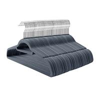 SONGMICS Perchas de Terciopelo,Paquete de 100 Antideslizantes, 0.6 cm Espesor, Espacio Mínimo, Ganchos Giratorios de 360° 43,5 cm Ancho, para Abrigo, Chaqueta, Vestido, Pantalón, Gris Ligero