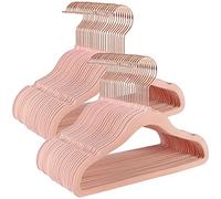 SONGMICS Perchas Infantiles, Juego de 50, Perchas de Terciopelo con Ganchos de Oro Rosa, Perchas Bebé Antideslizantes para Ropa del Armario, Abrigos para Bebés o Niños, Rosa Jalea CRF027P01