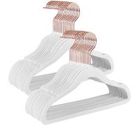 SONGMICS Perchas Infantiles, Juego de 50, Perchas de Terciopelo con Ganchos de Oro Rosa, Perchas Bebé Antideslizantes para Ropa del Armario, Abrigos para Bebés o Niños, Blanco Nube CRF027W01