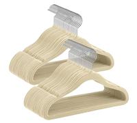SONGMICS Perchas Infantiles, Juego de 50, Perchas de Terciopelo con Ganchos de Plata, Perchas Bebé Antideslizantes para Ropa del Armario, Abrigos para Bebés o Niños, Beige Arena CRF027K05