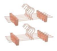 SONGMICS Perchas, Juego de 10, con 2 pinzas anticorrosivas para faldas y pantalones, Robustas de alambre de metal, Ahorro de espacio, Ganchos giratorios de 360°, 31 cm de Largo, Oro Rosa CRI46R-10