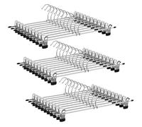 SONGMICS Perchas Metálicas para Pantalones, Juego de 30, 40 cm de Largo | Perchas con Pinzas, Antideslizantes para Ropa, Faldas, Calcetines, Gromado, Plata Metálico y Negro Tinta