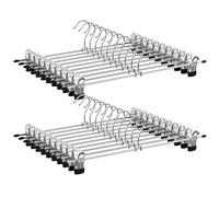 SONGMICS Perchas para Pantalones Faldas 20 Unidades, Metal, 40 x 10,5 cm, Extra Anchas, Perchas Antideslizantes, Color Plateado CRI006-20