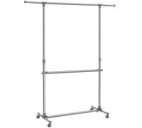 SONGMICS Perchero Barra para Colgar Ropa, Color Gris/Azul, 113-198 cm Gris