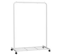 SONGMICS Perchero Burro, Burro de Ropa con Ruedas, Perchero de Metal, Barra Colgante de 91 cm de Ancho, con Estante, 2 Ruedas Bloqueables, Barra Superior Soporta hasta 40 kg, Gris/Dorado/Blanco/Negro