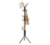 SONGMICS Perchero, Burro de Ropa de Metal, Perchero para Ropa, Bolsos y Sombreros, Altura 175 cm, con 16 Ganchos, para Recibidor, Salón y Dormitorio, Negro Tinta RCR081BH01