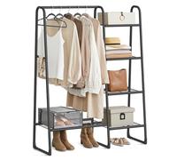 SONGMICS Perchero, Burro de Suelo, 5 Estantes, Estructura de Metal, 40 x 101,7 x 153,3 cm, Dormitorio, Salón, Recibidor, Negro Tinta HSR138B01