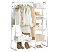 SONGMICS Perchero, Burro de Suelo, 5 Estantes, Estructura de Metal, 40 x 101,7 x 153,3 cm, Dormitorio, Salón, Recibidor, Blanco Mate HSR138W01