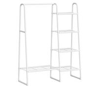 SONGMICS Perchero, Burro de Suelo, 5 Estantes, Estructura de Metal, 40 x 101,7 x 153,3 cm, Dormitorio, Salón, Recibidor, Negro Tinta/Blanco Mate