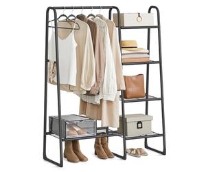 SONGMICS Perchero, Burro de Suelo, 5 Estantes, Estructura de Metal, 40 x 101,7 x 153,3 cm, Dormitorio, Salón, Recibidor, Negro Tinta HSR138B01