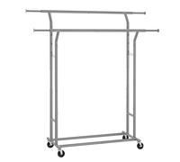 SONGMICS Perchero, Burro Perchero, Colgador para Ropa Bufandas con 4 Ruedas, Altura y Longitud Regulables, Gris Paloma HSR012G01