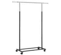 SONGMICS Perchero Burro, Perchero con Ruedas, Capacidad de Carga de hasta 25 kg, Ajustable, Plata y Negro