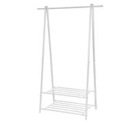 SONGMICS Perchero con Estante de 2 Niveles para Zapatos y Cestas, Estructura Metálica, Ahorra Espacio, Ideal para Dormitorio, Entrada, Oficina y Más, Blanco Cremoso HSR05W