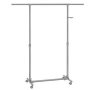 SONGMICS Perchero con Ruedas, Burro para Ropa, Altura Ajustable 97-165 cm, Barra Extensible, Ganchos Laterales para Accesorios, Gris Paloma LLR001G01