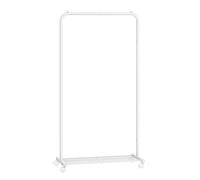 SONGMICS Perchero con Ruedas, Perchero de 74 cm, Burro para Ropa, con Estante de Almacenamiento de Malla Densa, Capacidad de Carga de 35 kg, 2 Frenos, Estructura de Acero, Negro/Rosa Jalea/Blanco Whit