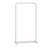 SONGMICS Perchero con Ruedas, Perchero de 74 cm, Burro para Ropa, con Estante de Almacenamiento de Malla Densa, Capacidad de Carga de 35 kg, 2 Frenos, Estructura de Acero, Rosa Jalea HSR130R01