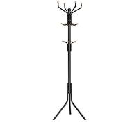 SONGMICS Perchero de Metal, Soporte de Ropa de Pie, Colgador de Bolsos Gorras Ropa, Altura de 182 cm, con 12 Ganchos, Negro RCR19B