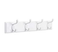 SONGMICS Perchero de Pared, 4 Ganchos Dobles de Metal, Premontado | Para Abrigos, Bolsos, Llaves, en la Entrada, Dormitorio, Salón, blanco cálido claro, Colección ISLAND LHR23WT