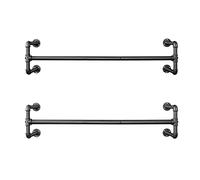 SONGMICS Perchero de Pared para Ropa, Juego de 2, Percha para Colgar Ropa Industrial, Ahorro de Espacio, 112 x 30 x 29,3 cm, Carga hasta 60 kg, Fácil Montaje, para Espacios Reducidos, Negro HSR64BK-02