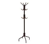 SONGMICS Perchero de Pie, Perchero de Metal con 12 Ganchos, 4 Patas, para Colgar Abrigos, Sombreros y Bolsos, para Entrada, Dormitorio, Oficina, Marrón RCR031Z01