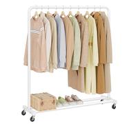 SONGMICS Perchero para Ropa con Ruedas, Carga de 50 kg, 38 x 110 x 141,5 cm | Burro Ropa Móvil, 2 Ruedas con Freno, para Dormitorio, Blanco Nube, Colección PATAYE HSR016WG01