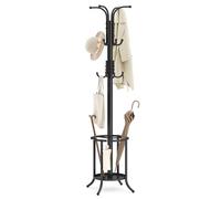 SONGMICS Perchero, Perchero con Paragüero, 12 Ganchos, Estructura Metálica, 175 cm de Alto, para Entrada, Salón, Dormitorio, Negro Tinta RCR011B01