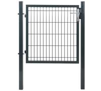 SONGMICS Puerta de Jardín de Acero Galvanizado, Puerta para Valla, Robusta y Duradera, con Cerradura, Manija y Llave, 106 x 90 cm (Largo x Alto), Gris/Verde Gray