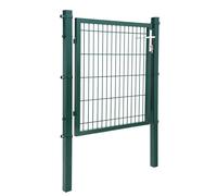 SONGMICS Puerta de Jardín de Acero Galvanizado, Puerta para Valla, Robusta y Duradera, con Cerradura, Manija y Llave, 106 x 90 cm (Largo x Alto), Gris/Verde Green