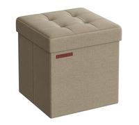 SONGMICS Puff Almacenaje 38 cm, Baúl de Almacenaje, Taburete Reposapiés, Marrón Camello LSF27K01