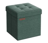 SONGMICS Puff Almacenaje 38 cm, Baúl de Almacenaje, Taburete Reposapiés, Verde Retro LSF27C01