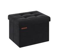 SONGMICS Puff Almacenaje, Banco de Almacenamiento de Terciopelo Plegable, Taburete Reposapiés, 31 x 41 cm, Carga de 130 kg, para Entrada, Sala de Estar, Dormitorio, Negro Tinta/Gris Paloma/Rosa