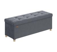 SONGMICS Puff Almacenaje, Banco Plegable, 38 x 110 x 40 cm, Reposapiés, 112 L, Superficie/Rosa Jalea/Beige Capuchino