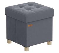 SONGMICS Puff Almacenaje, Banco Plegable, 38 x 38 x 40 cm, 37 L | Reposapiés, Superficie de Terciopelo, para Dormitorio, Sala de Estar, Gris Pizarra, Colección MELISA LSF0516G01