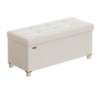 SONGMICS Puff Almacenaje, Banco Plegable, 76 x 38 x 38.5 cm, 77 L | Banco Almacenaje, Superficie de Terciopelo, para Dormitorio, Sala de Estar, Beige Capuchino, Colección MELISA LSF0517W02
