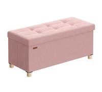 SONGMICS Puff Almacenaje, Banco Plegable, 76 x 38 x 38.5 cm, 77 L | Banco Almacenaje, Superficie de Terciopelo, para Dormitorio, Sala de Estar, Rosa Jalea, Colección MELISA LSF0517R01