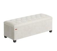 SONGMICS Puff Almacenaje, Baúl con Patas, 110 x 40 x 40 cm, Soporta 300 kg | Banco de Pie de Cama, Banco Almacenaje, para Sala de Estar, Dormitorio, Entrada, Blanco y Negro, Colección MELISA LSF089W01