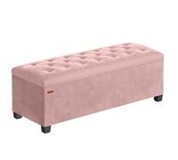 SONGMICS Puff Almacenaje, Baúl con Patas, 40 x 110 x 39 cm, Banco de Pie de Cama, Banco Almacenaje, Soporta hasta 300 kg, para Sala de Estar, Dormitorio, Entrada, Rosa Jalea LSF089R01