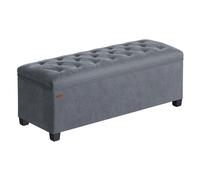 SONGMICS Puff Almacenaje, Baúl con Patas, 40 x 110 x 40 cm, Banco de Pie de Cama, Banco Almacenaje, Soporta hasta 300 kg, para Sala de Estar, Dormitorio, Entrada, Gris Pizarra/ Rosa Jalea/Blanco Crema