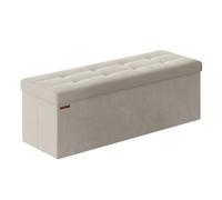 SONGMICS Puff Almacenaje, Baúl de Almacenaje Plegable, 110 x 38 x 38 cm | Banco Almacenaje, Banco de Cubo, Soporta hasta 300 kg, Blanco Crema, Colección MINOTA LSF277W01