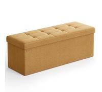 SONGMICS Puff Almacenaje, Baúl de Almacenaje Plegable, 110 x 38 x 38 cm | Banco con Almacenaje, Banco de Cubo, Soporta hasta 300 kg, Marrón Jengibre y Negro Tinta, Colección MINOTA LSF077K04