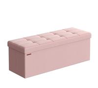 SONGMICS Puff Almacenaje, Baúl de Almacenaje Plegable, 110 x 38 x 38 cm | Banco con Almacenaje, Banco de Cubo, Soporta hasta 300 kg, Rosa Jalea y Negro Tinta, Colección MINOTA LSF077R11