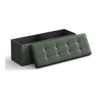 SONGMICS Puff Almacenaje, Baúl de Almacenaje Plegable, 38 x 110 x 38 cm, Taburete Reposapiés, Banco de Cubo, Soporta hasta 300 kg, para Sala de Estar, Dormitorio, Entrada, Verde Bosque LSF070C01