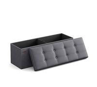 SONGMICS Puff Almacenaje, Baúl de Almacenaje Plegable, 38 x 110 x 38 cm, Taburete Reposapiés, Banco de Cubo, Soporta hasta 300 kg, para Sala de Estar, Dormitorio, Entrada, Gris Pizarra LSF070G01